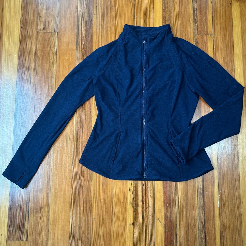 Yogalicious Lux Women’s Navy Heathered BBL Style Athletic Jacket Size XL